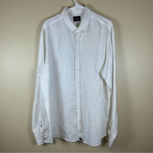 Tall Slim FIT Untuckit Men's White Solid Linen Dress Shirt Size 2XL